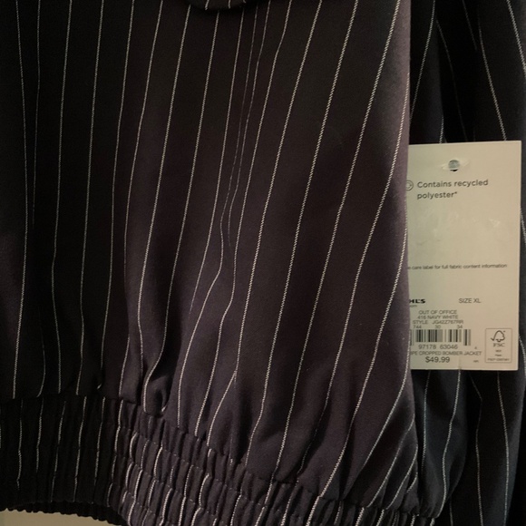 Womens Navy Pin-Striped Bomber Jacket XL. NWT - Picture 4 of 4